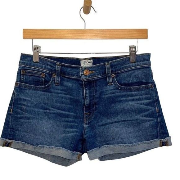J. Crew Merrill Cut Off Folded Cuff Denim Jean Shorts Size 28 Medium Wash - Picture 2 of 9